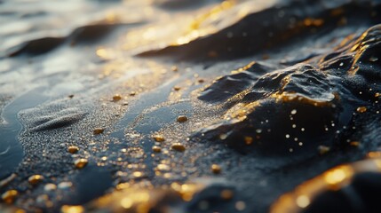 Aufkleber - Close-up view of vibrant seaweed on rocky beach at sunset capturing intricate details of nature