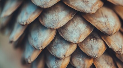 Poster - Close-up of intricate scales on a pine cone showcasing detailed textures and natural patterns in an outdoor setting