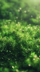 Aufkleber - Lush green moss in an extreme close-up capturing intricate textures and rich colors in tranquil natural surroundings