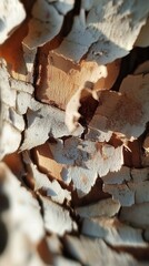 Poster - Close-up view of peeling birch bark revealing texture and color variations in natural setting
