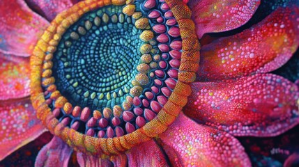 Poster - Close-up view of a vibrant sunflower head showcasing intricate details and vivid colors under natural light