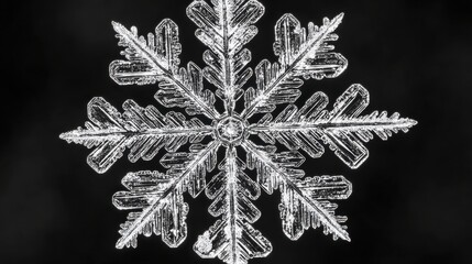 Aufkleber - Extreme close-up of a snowflake showcasing intricate crystalline structures under cold winter conditions