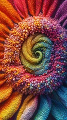 Poster - Vibrant close-up of a sunflower head revealing intricate patterns and colors in nature's design