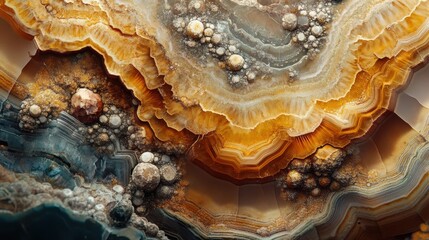Poster - Close-up of layered rock surface showcasing intricate patterns and mineral formations in natural light
