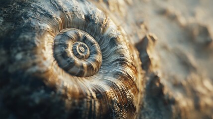 Poster - Intricate details of a snail shell showcasing natural patterns and textures found in a coastal area