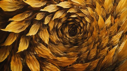 Poster - Detailed view of sunflower petals spiraling in a mesmerizing pattern during daytime in a garden