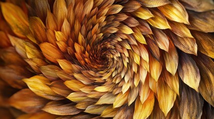 Poster - Sunflower petals beautifully arranged in a swirling pattern showcasing intricate details and warm colors