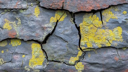 Aufkleber - Close-up view of textured bark showcasing unique patterns and vibrant lichen colors in natural light