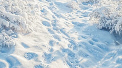 Aufkleber - Winter trail winding through snow-covered landscape in serene natural surroundings