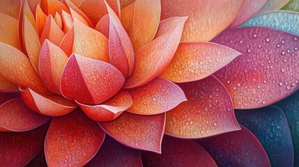 Aufkleber - Detailed close-up of a vibrant lotus flower showcasing intricate petals and water droplets