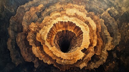 Poster - Close-up view of a freshly cut tree stump showcasing intricate rings and textures revealing its age and history