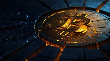 Poster - Bitcoin-themed pie chart design displaying metallic segments for financial analysis and investment insight