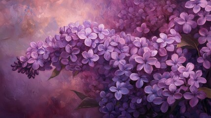 Poster - Blooming lilac bush displays vibrant purple flowers in springtime garden setting