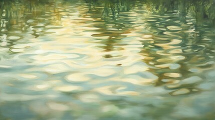 Poster - Intricate patterns on serene water surface reflecting light during golden hour in tranquil natural setting