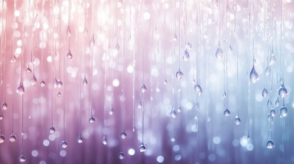 Poster - Water droplets cascading in a soft, abstract background of pastel colors