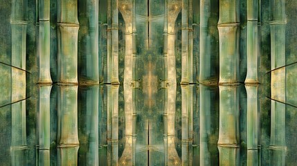 Aufkleber - Abstract view of bamboo stalks showcasing intricate patterns and textures in a serene natural setting