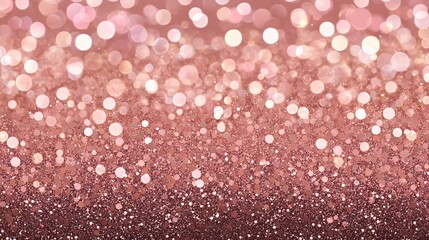 Poster - A shimmering rose gold glitter background filled with sparkling bokeh lights, creating a festive and elegant atmosphere.