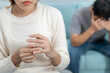 © Shisu_ka - Divorce. Woman remove married ring. Couples desperate and disappointed after marriage. Husband wife sad, upset and frustrated after quarrels conflict. distrust, love problems, betrayals, family, lover