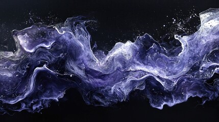 Poster - Abstract fluid art with purple and black tones.