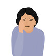 © SV - Unhappy young woman crying suffering from depression or loneliness. Upset female distressed with solitude or breakup. Vector illustration.
