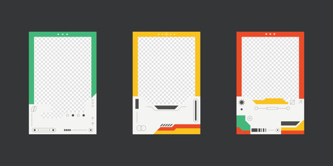 Poster - Collection of player frames template. Cyberpunk style. Game card frame mockup template design.