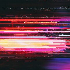 Poster - Screen damage, Glitch Texture, Fragment data interface, blur error dynamic pixel pattern with Neon Colors digital art, vibrant streaks of light, perfect for modern design projects.