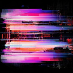 Poster - Screen damage, Glitch Texture, Fragment data interface, blur error dynamic pixel pattern, vibrant abstract design filled with striking colors and dynamic shapes, perfect for creative projects.