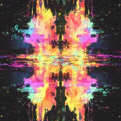 Poster - Screen damage, Glitch Texture, Fragment data interface, blur error dynamic pixel pattern, modern digital art, Vibrant digital abstract art piece with bold colors and striking patterns, 