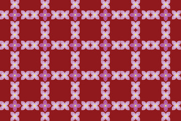 Wall Mural - Illustration pattern, Repeating of abstract pink flower on red background.