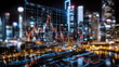 © KM.Photo - Futuristic city skyline with holographic financial data display, showcasing currency exchange trends and market analysis in vibrant urban setting