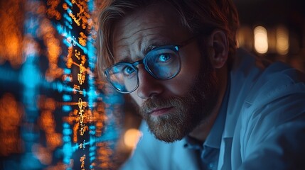 Poster - Focused Doctor Studying Vibrant 3D Molecular Models for Health Science Breakthrough