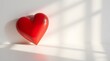 © Designpro - Vibrant love red heart isolated on white wall with empty space, romantic valentines day celebration bonding lover crush soulmate warmth