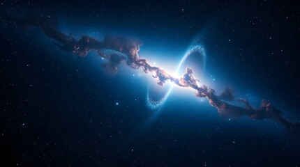 Wall Mural - bright fiery blue nebula twisting in deep space with sparkling stars in dark galaxy universe, beauty