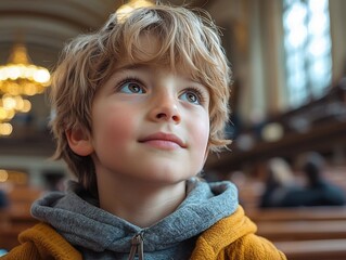Poster - Young boy gazes with awe and curiosity at civic leadership  sparking for future potential