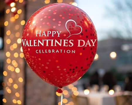 Happy Valentines day Celebration with Gold Typography and Bokeh Effect