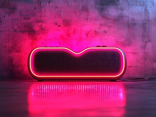 Poster - Pulsating Neon Heart Shaped Speaker Concept with Electric Pink Waves