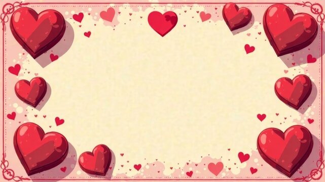 Vintage Valentine's Day menu in card format, decorated with heart-shaped chocolates with a blank center for text