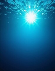 Poster - Light filters through the surface of the deep blue sea, creating a serene atmosphere with vibrant rays reaching down into the water's depths during the day. Generative AI