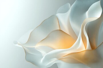 Wall Mural - Elegant white flower with soft petals illuminated by warm light in a serene setting