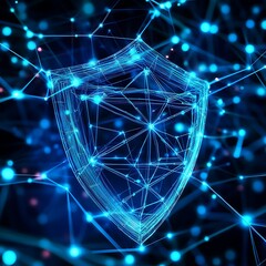 Poster - Futuristic digital shield symbolizing security and protection in a networked data environment