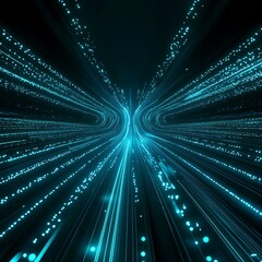 Poster - Hypnotic Blue Light Stream in a Futuristic Abstract Tunnel Design for Digital Art and Background