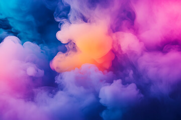 Wall Mural - colorful smoke swirling in the dark with glowing gradient of red, blue, purple, orange, pink, yellow