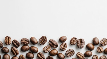 Aufkleber - Aromatic roasted coffee beans arranged on a white background showcasing rich texture and color in a vertical composition
