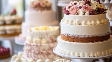 Poster - Delicious assortment of beautifully decorated cakes displayed for sale in a bakery setting showcasing various flavors and designs