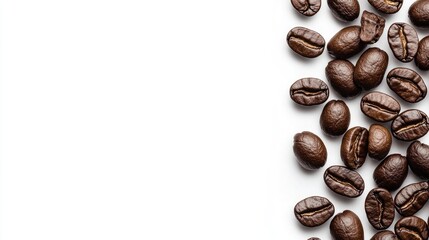 Aufkleber - Aromatic roasted coffee beans arranged on a white background showcasing their rich color and texture in a vertical layout.