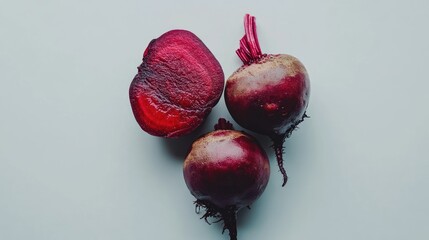 Aufkleber - Freshly harvested beetroot on a light backdrop showcasing healthy vegetarian nutrition and vibrant organic food choices