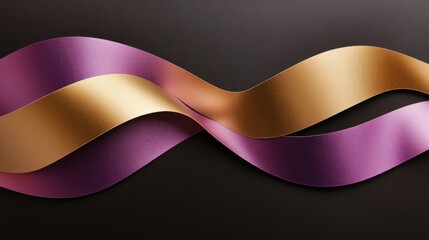 Poster - Elegant wave gradient in gold, bronze, and violet on a black background for luxury themed designs and creative projects.