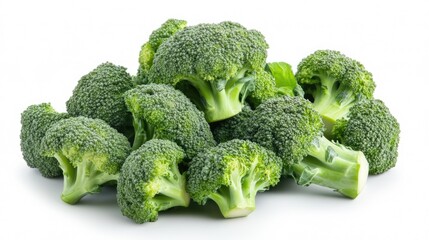 Aufkleber - Fresh green broccoli florets stacked together isolated on a clean white background for healthy food and nutrition concepts