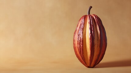 Aufkleber - Cacao fruit isolated on a neutral background highlighting its unique natural texture and vibrant colors suitable for food-related designs
