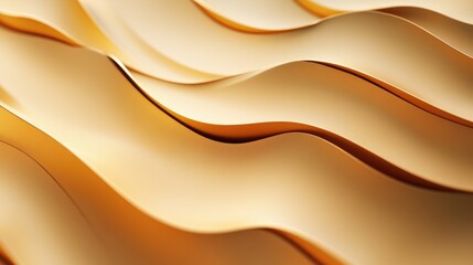 Poster - Elegant golden wave fabric texture with soft gradients and shadows for luxurious background designs and creative projects.